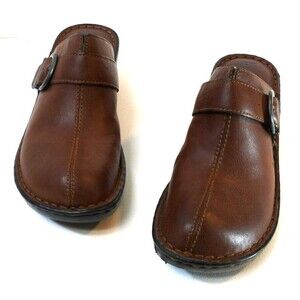 boc Brown Leather Women's Mules with Buckle